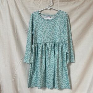 Chic Teal Leopard Print Kids Dress